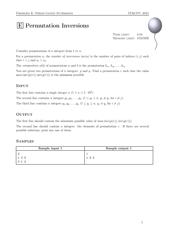 Training - Problema Permutation Inversions (itacpc_permutation-inversions)