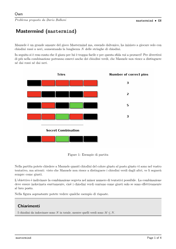 Training - Problema Mastermind (mastermind)