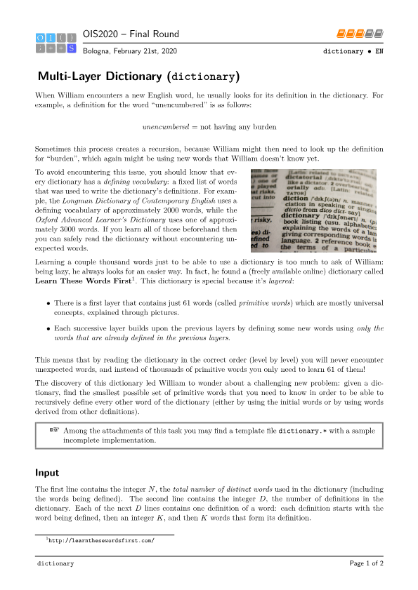 Multi-Layer Dictionary