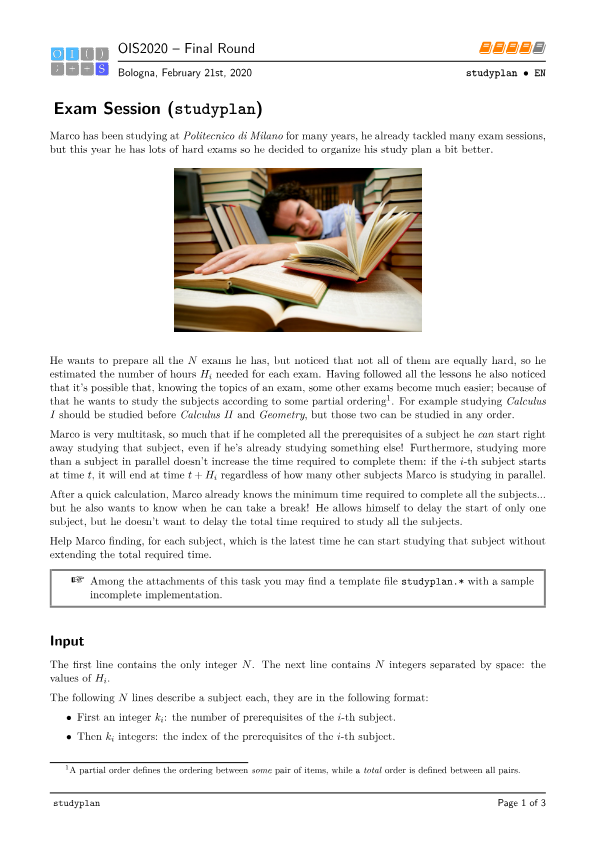 Training - Problema Exam Session (ois_studyplan)
